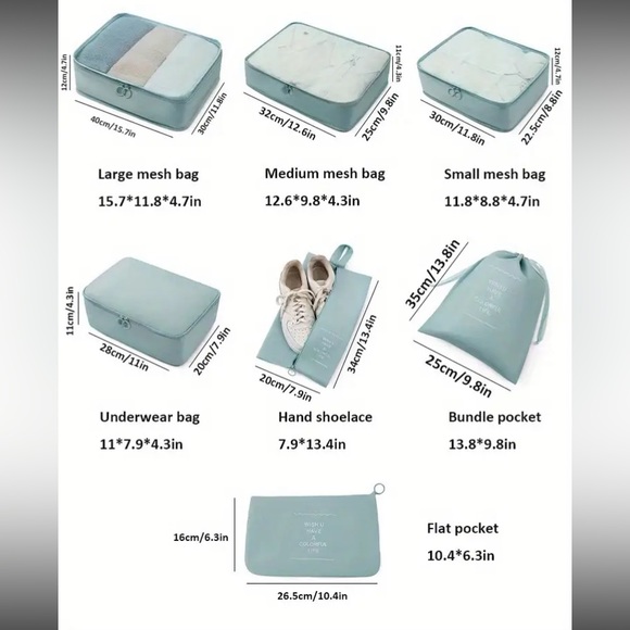 7pcs Packing Organizers -Beige - NIP - Picture 3 of 4